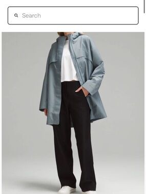 Lululemon Mid-Length Light Blue Hooded Rain Coat